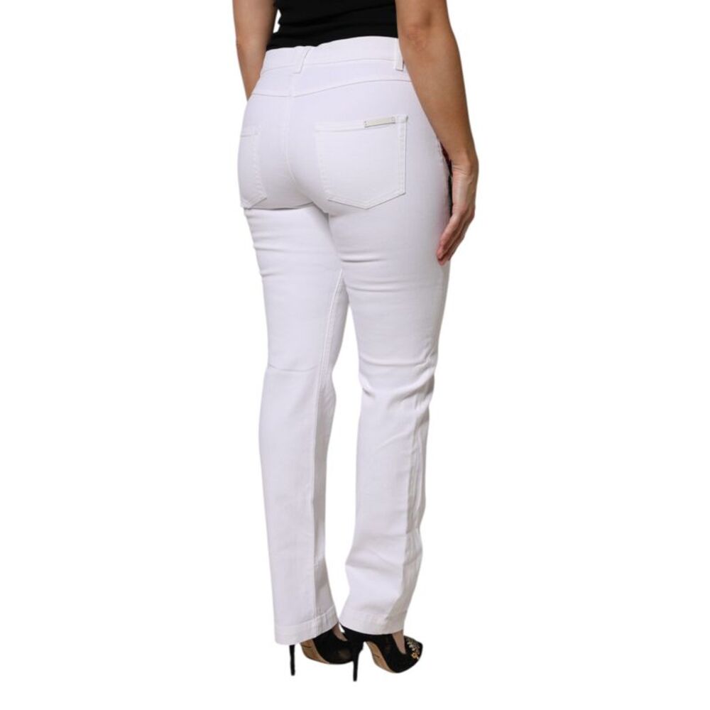 Dolce & Gabbana White GIRLY Floral Embroidery Denim Women's Jeans